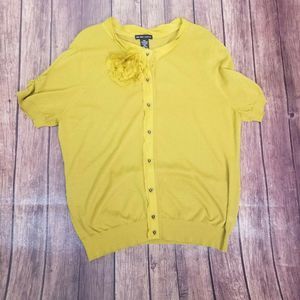 New York & Company Yellow Button Knit Top Size XL